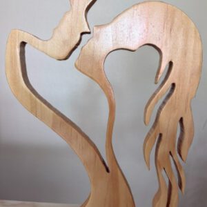 handcrafted wood couple art